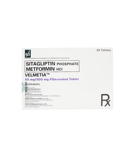 [RX-T10336-ADIAB-CAT00029] Velmetia (Sitagliptin/Metformin) 50mg/500mg Tablet