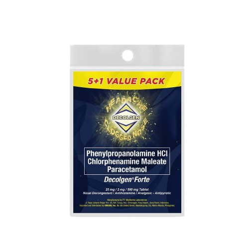 [OTC-T10307-RESP-CAT00117] Decolgen Forte (phenylpropanolamine HCl + paracetamol + chlorphenamine maleate) tablet 5+1