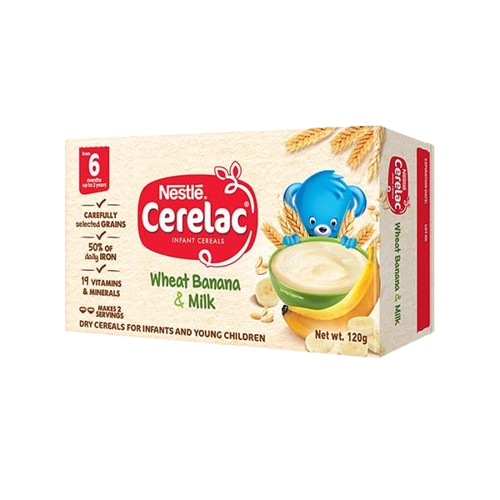 [GR-T10492-FOOD-CAT00133] Nestle Cerelac Wheat Banana & Milk (infant cereal) 120g powder 