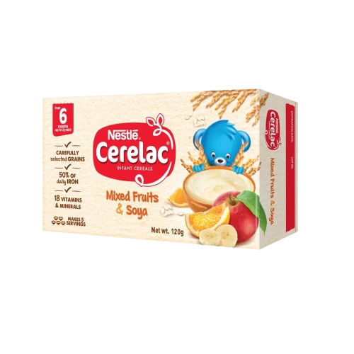 [GR-T10361-FOOD-CAT00002] Nestle Cerelac Mixed Fruits & Soya (infant cereal) 120g powder 