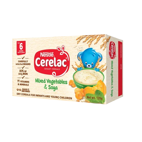 [GR-T10411-FOOD-CAT00052] Nestle Cerelac Mixed Vegetables & Soya (infant cereal) 120g powder 