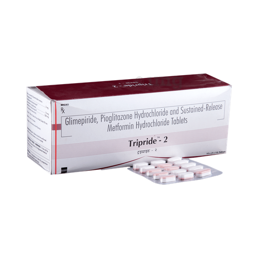 [RX-T10335-ADIAB-CAT00028] Tripride-2 (Metformin HCl + Pioglitazone + Glimepiride) 500mg/15mg/2mg Tablet 