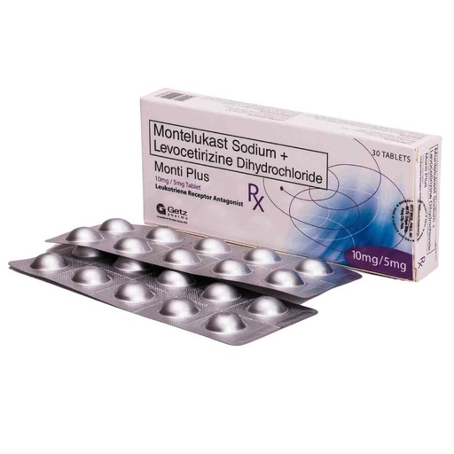 [RX-T11256-RESP-CAT00199] Monti Plus (Montelukast+Levocetirizine) 10mg/5mg Tablet