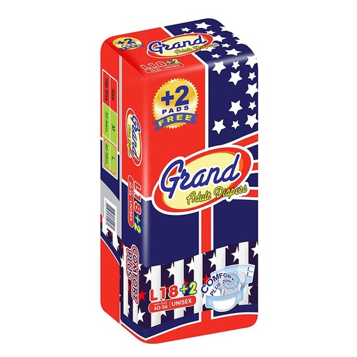 [GR-T10267-DIAP-CAT00153] Grand Adult Diaper L 18's 
