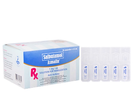 [RX-T11277-RESP-CAT00220] Asmalin (Salbutamol) 1mg/ml 2ml Nebule