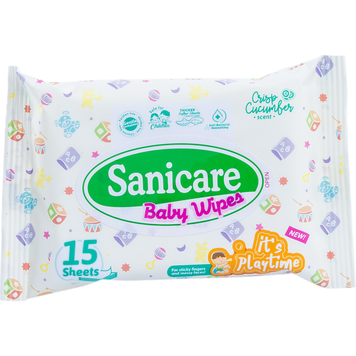 [GR-T10094-COT-CAT00015] Sanicare Playtime Wipes - Crisp Cucumber 15 Sheets