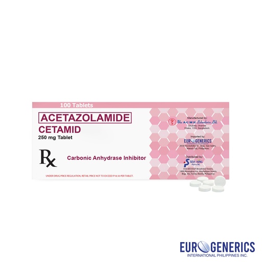 [RX-T10532-CARDI-CAT00139] Cetamid (Acetazolamide) 250mg tablet