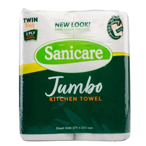 [GR-T10129-COT-CAT00050] Sanicare Kitchen Towel Jumbo Twin Pack 2-Ply 70 Pulls