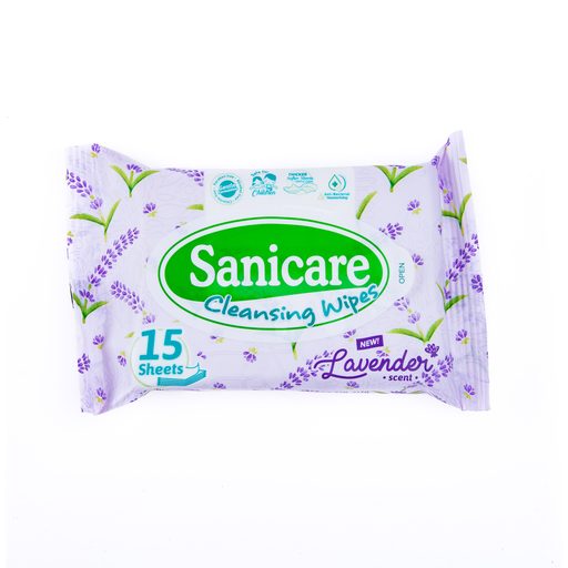 [GR-T10136-COT-CAT00057] Sanicare Cleansing Wipes - Lavender 15 Sheets