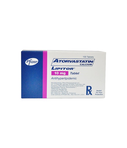 [RX-T10711-CARDI-CAT00318] Lipitor (atorvastatin) 10mg tablet