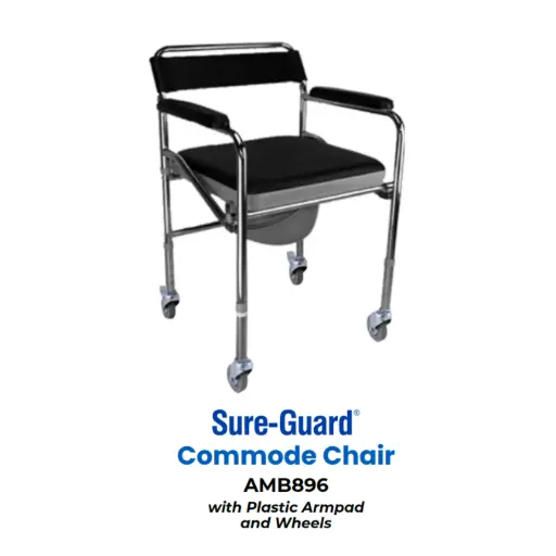 [MS-T10625-ASDEV-CAT00082] Sureguard Commode Chair w/ Wheels (Plastic Armpad) AMB896