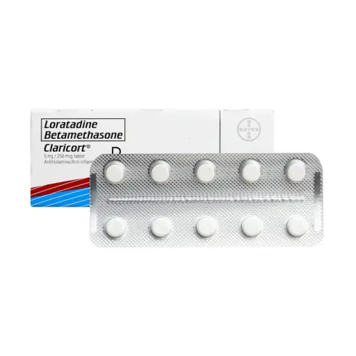 [RX-T11220-RESP-CAT00163] Claricort (loratadine 5 mg + betamethasone 250 mcg) tablet