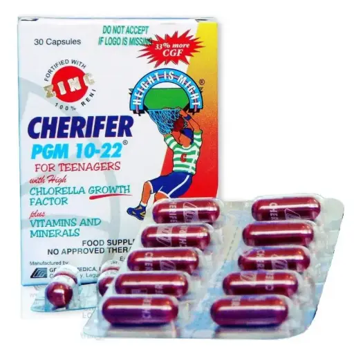 [OTC-T10509-VITF-CAT00160] Cherifer PGM 10-22 with Zinc (Chlorella Growth Factor + Taurine + Zinc) capsules (sold per piece)