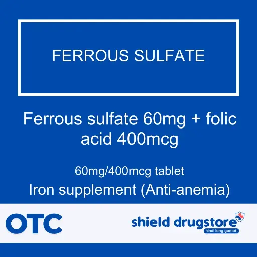[GEN000136] GN-FERROUS SULFATE 60MG + FOLIC ACID 400MCG 