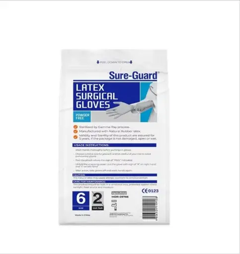 [MS-T10627-PPE-CAT00060] Sure-Guard latex surgical gloves size 6-sterile