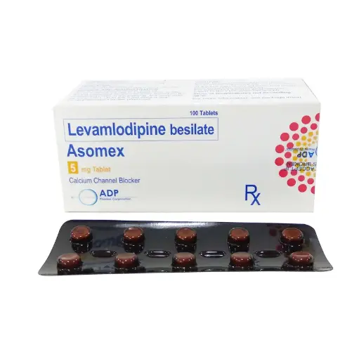 [RX-T11655-CARDI-CAT00409] Asomex (levamlodipine Besilate) 5mg tablet